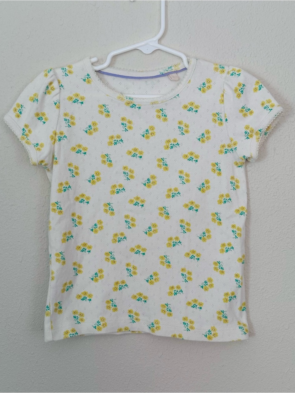 Mini Boden Pointelle Yellow Floral Shirt